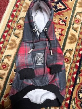 DIXXON Red and Gray Plaid Dog Hoodie